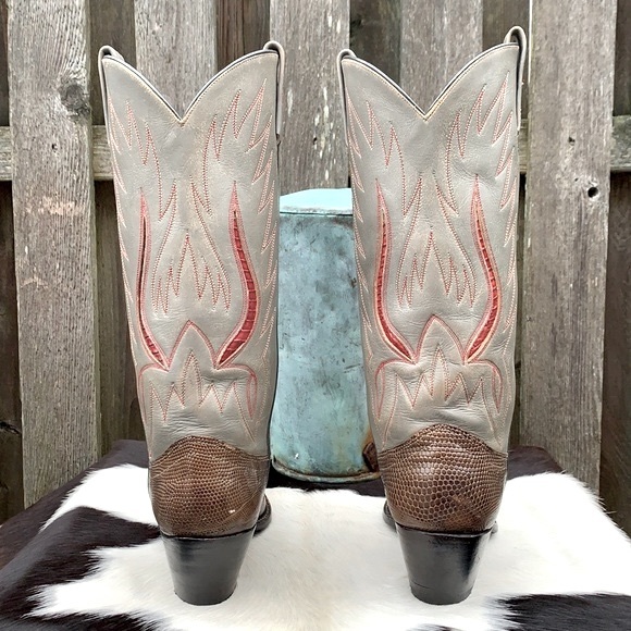 RALPH LAUREN Rare Vintage Lizard Exotic Leather Cowboy Cowgirl Western Boots 7 C - Picture 11 of 15